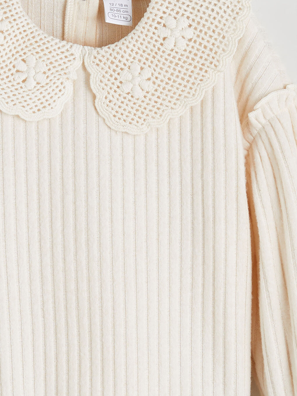 Bej Bebe Yaka Kız Bebek Sweatshirt ve Tayt Pantolon 2'li-5