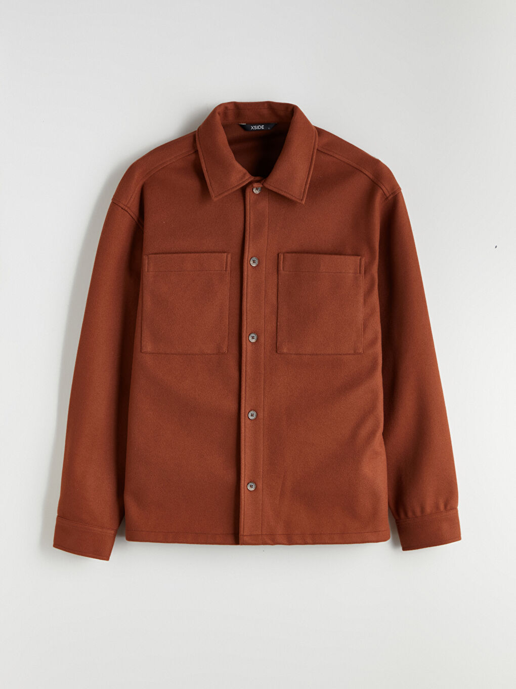 Kahverengi Rahat Kalıp Uzun Kollu Erkek Kaşe Gömlek Ceket-4