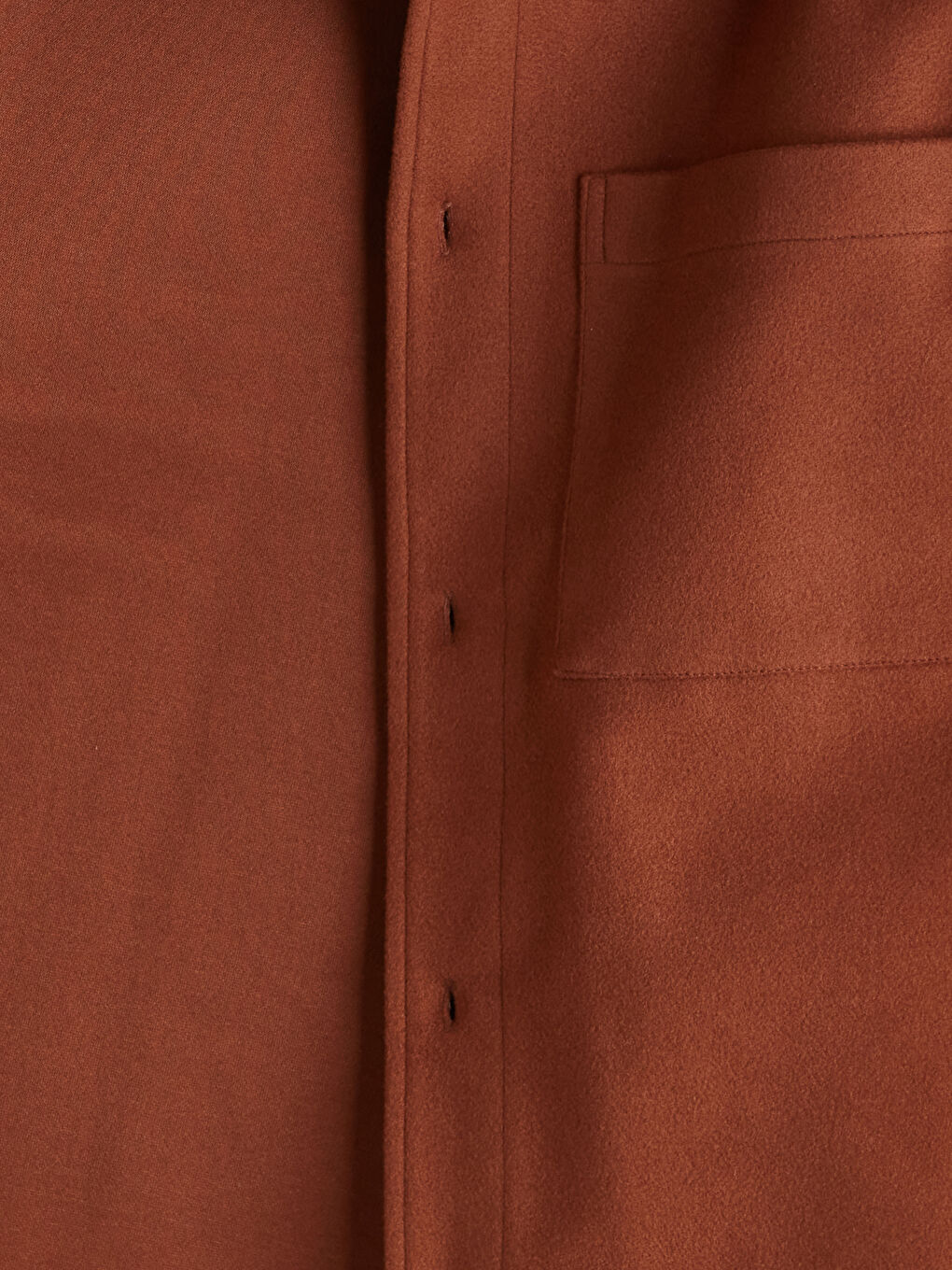 Kahverengi Rahat Kalıp Uzun Kollu Erkek Kaşe Gömlek Ceket-5