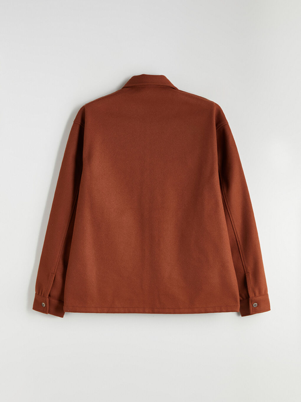 Kahverengi Rahat Kalıp Uzun Kollu Erkek Kaşe Gömlek Ceket-6