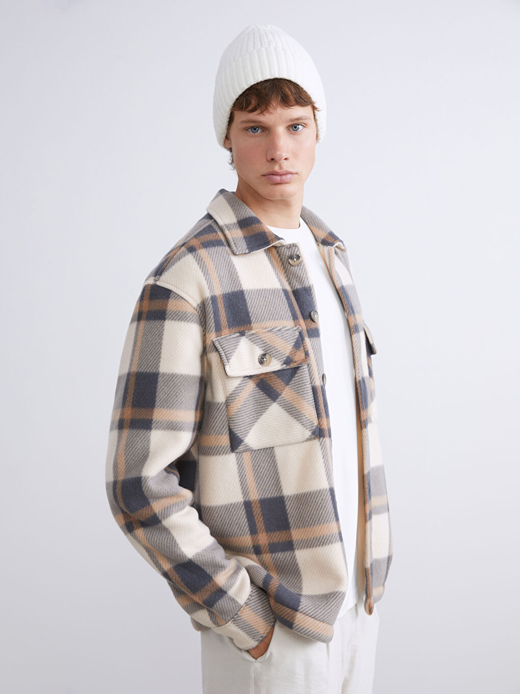 Comfortable Fit Long Sleeve Plaid Men's Shirt Jacket-1