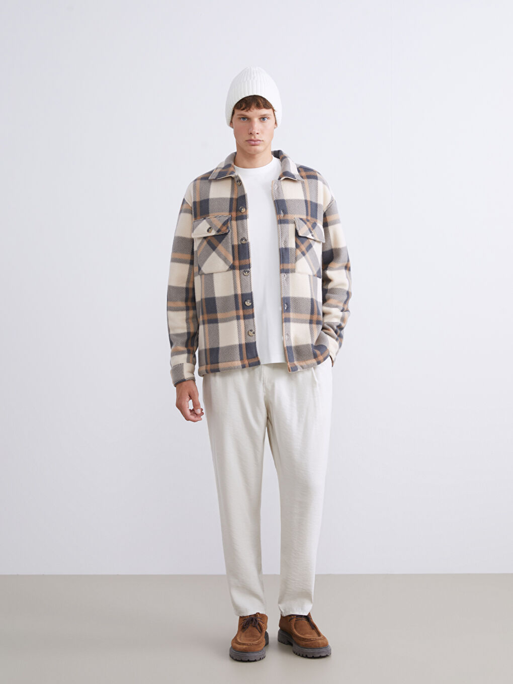 Comfortable Fit Long Sleeve Plaid Men's Shirt Jacket-2