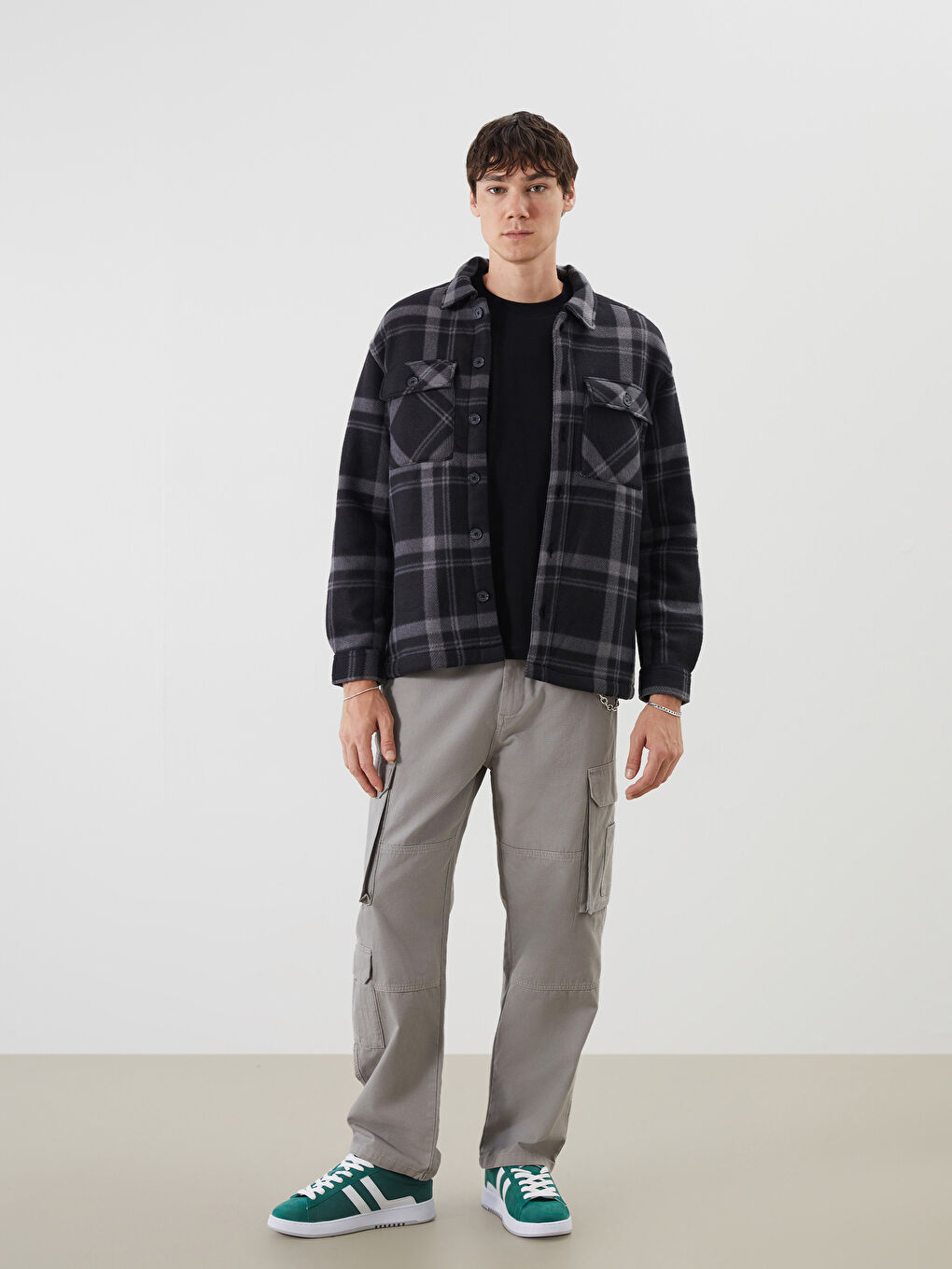 Comfortable Fit Long Sleeve Plaid Men's Shirt Jacket-1