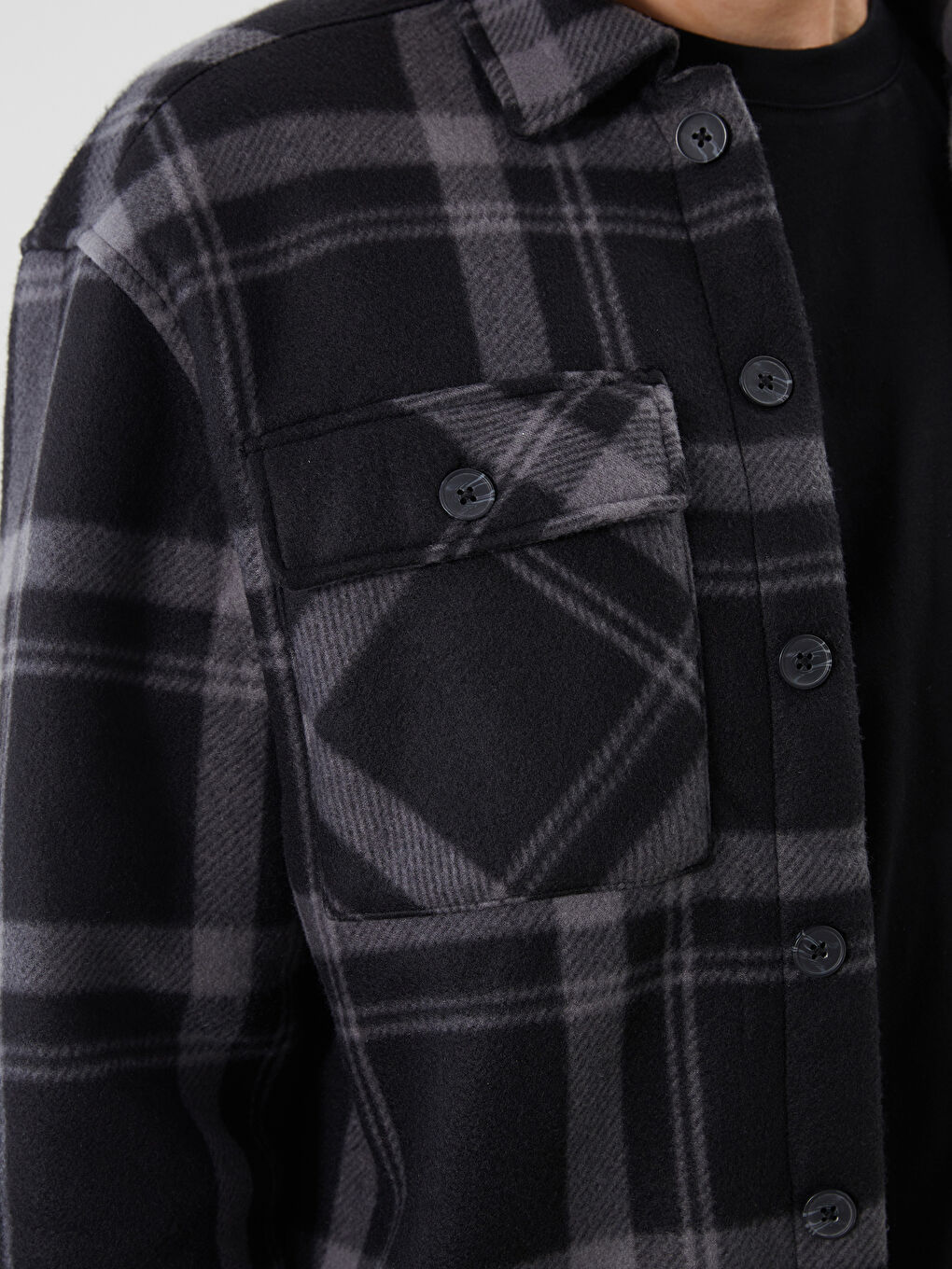 Comfortable Fit Long Sleeve Plaid Men's Shirt Jacket-2