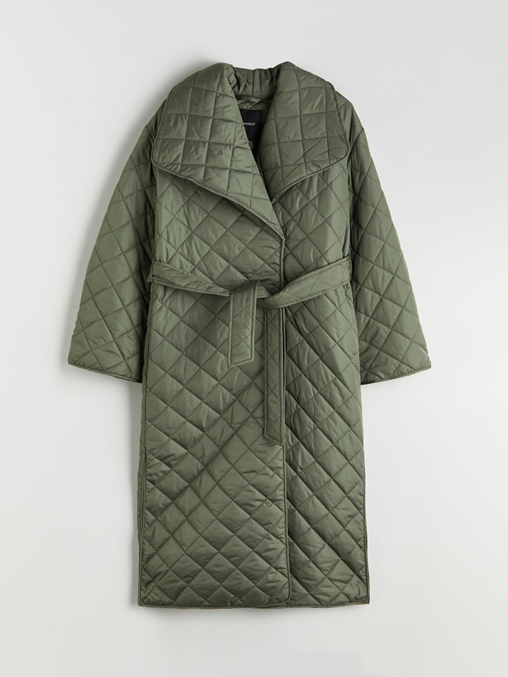 Haki Ceket Yaka Kapitone Kadın Şişme Mont-5