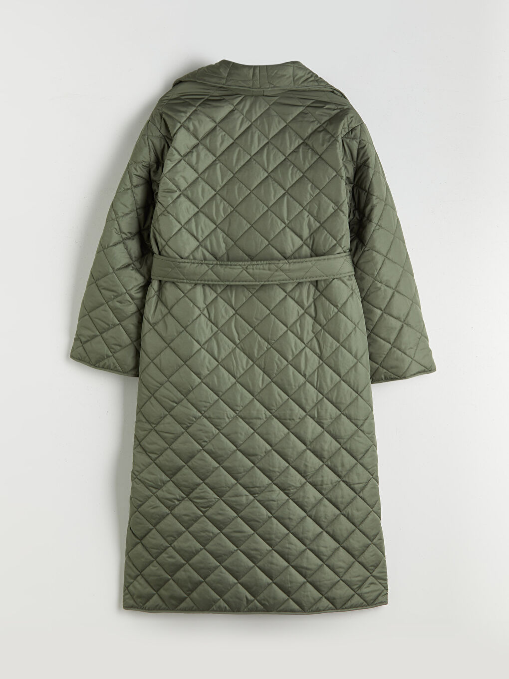 Haki Ceket Yaka Kapitone Kadın Şişme Mont-6