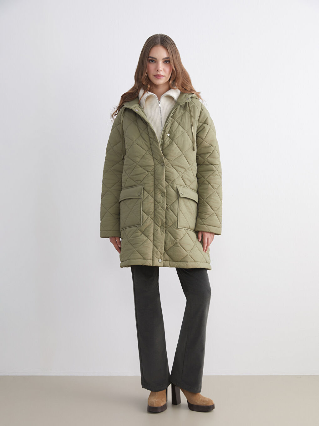 Hooded Quilted Oversize Women's Puffer Coat-1