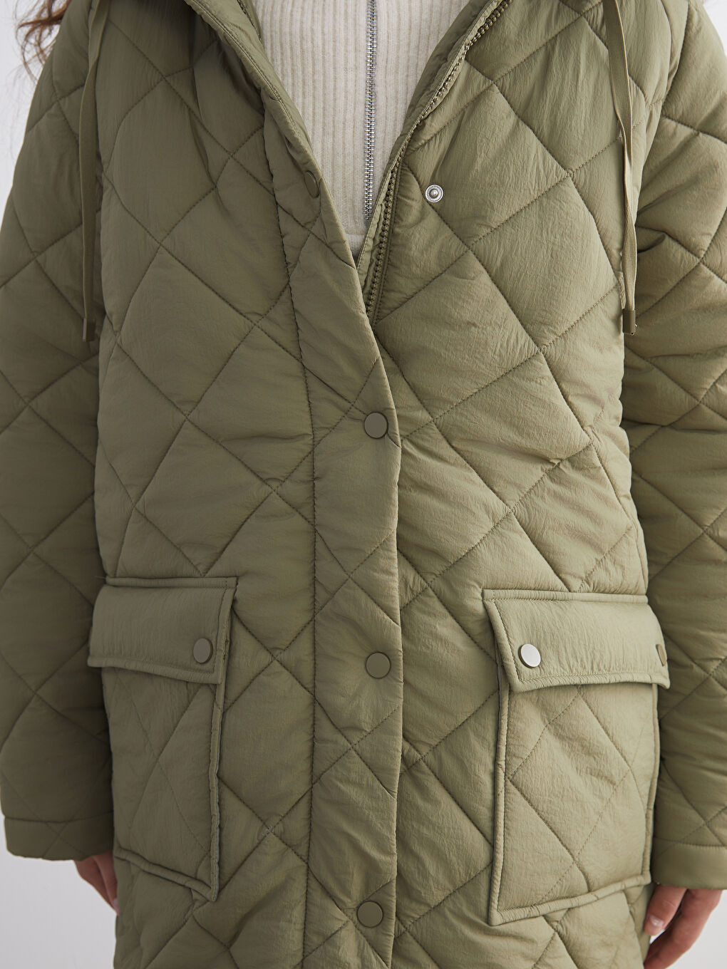 Hooded Quilted Oversize Women's Puffer Coat-2