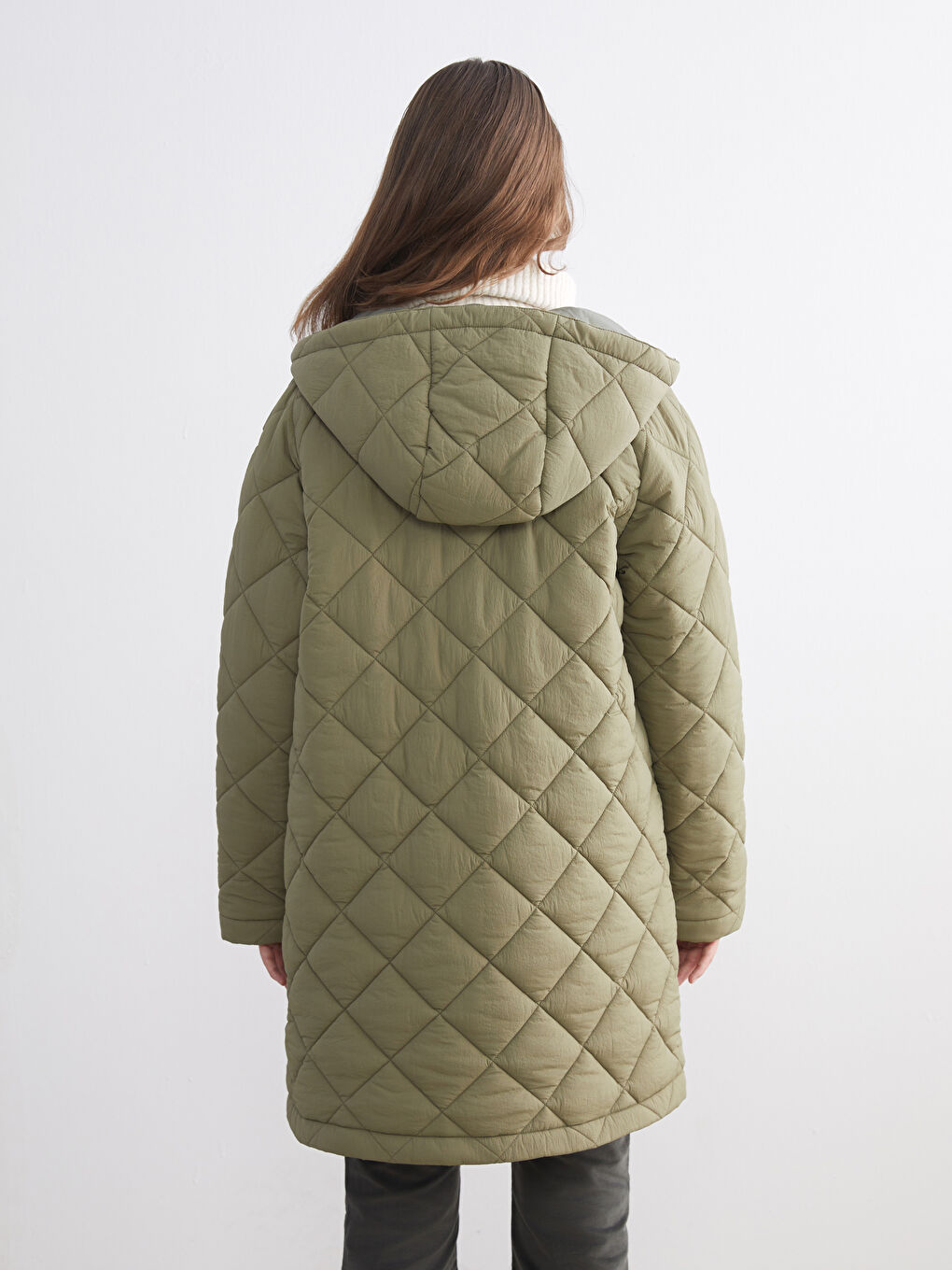 Hooded Quilted Oversize Women's Puffer Coat-4