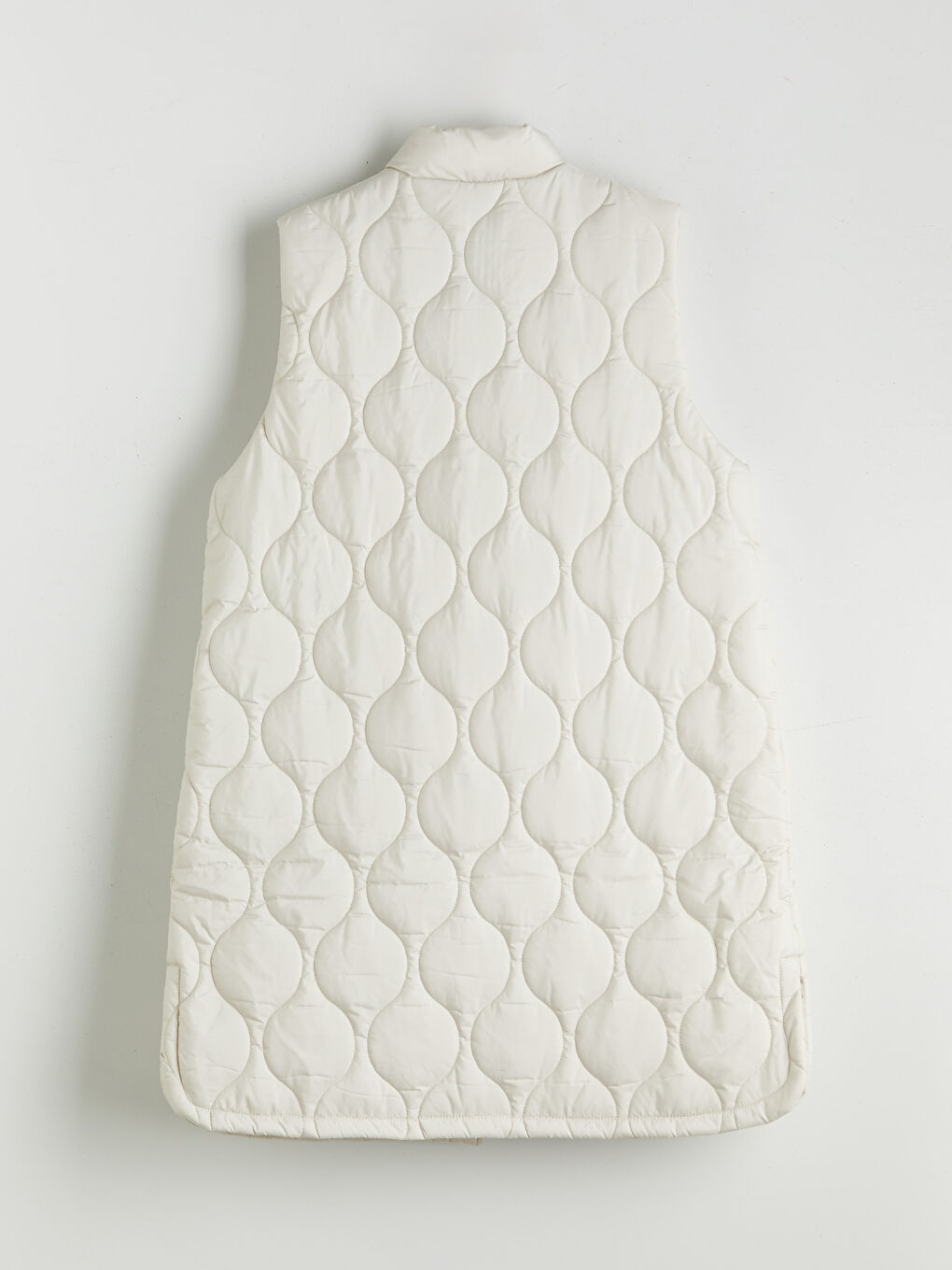 Bej Dik Yaka Kapitone Kadın Şişme Yelek-8