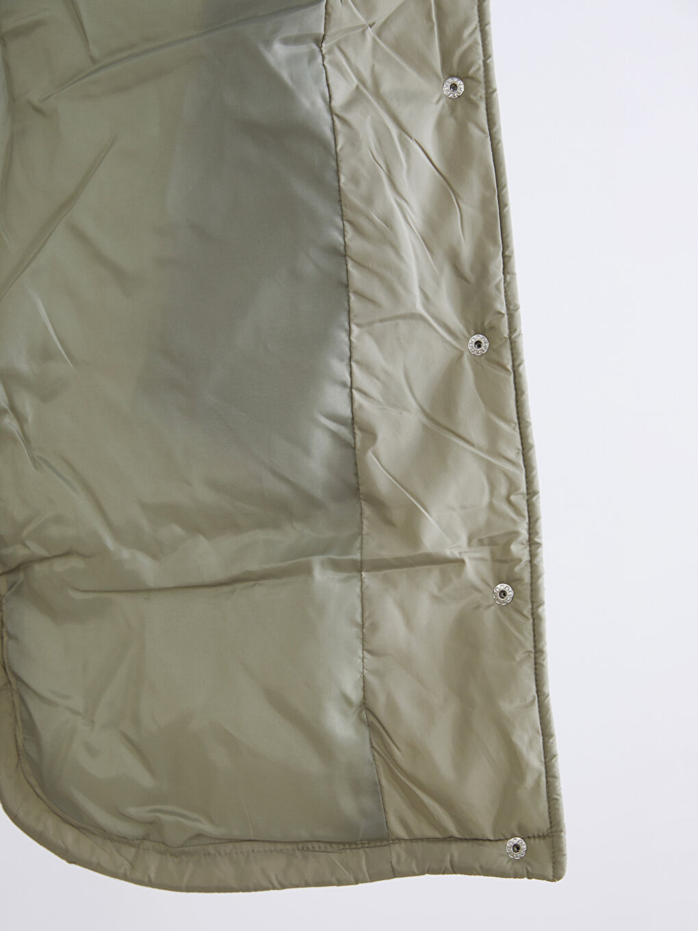 Haki Dik Yaka Kapitone Kadın Şişme Yelek-5