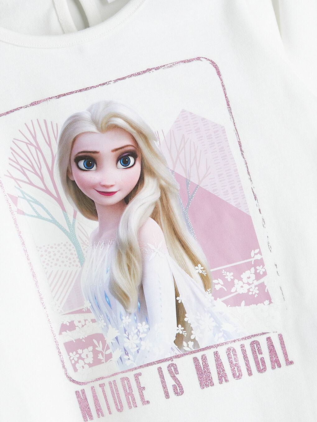 Ekru Bisiklet Yaka Frozen Baskılı Kız Çocuk Bluz-1