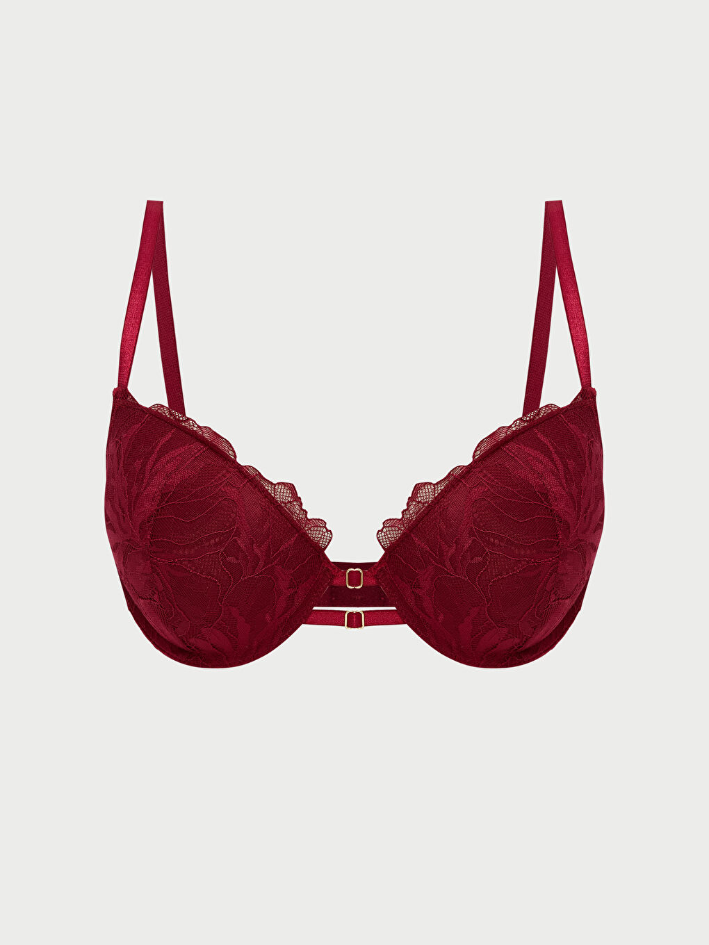 Mürdüm Balenli Dolgusuz Dantelli Fantezi Tişört Sütyen-3