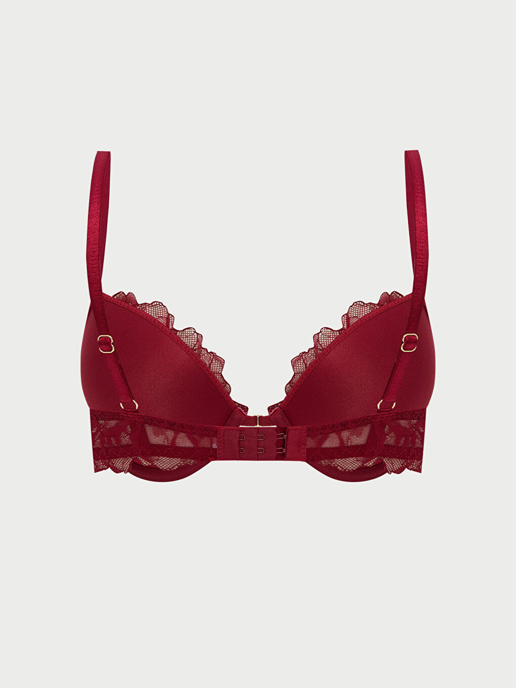 Mürdüm Balenli Dolgusuz Dantelli Fantezi Tişört Sütyen-4