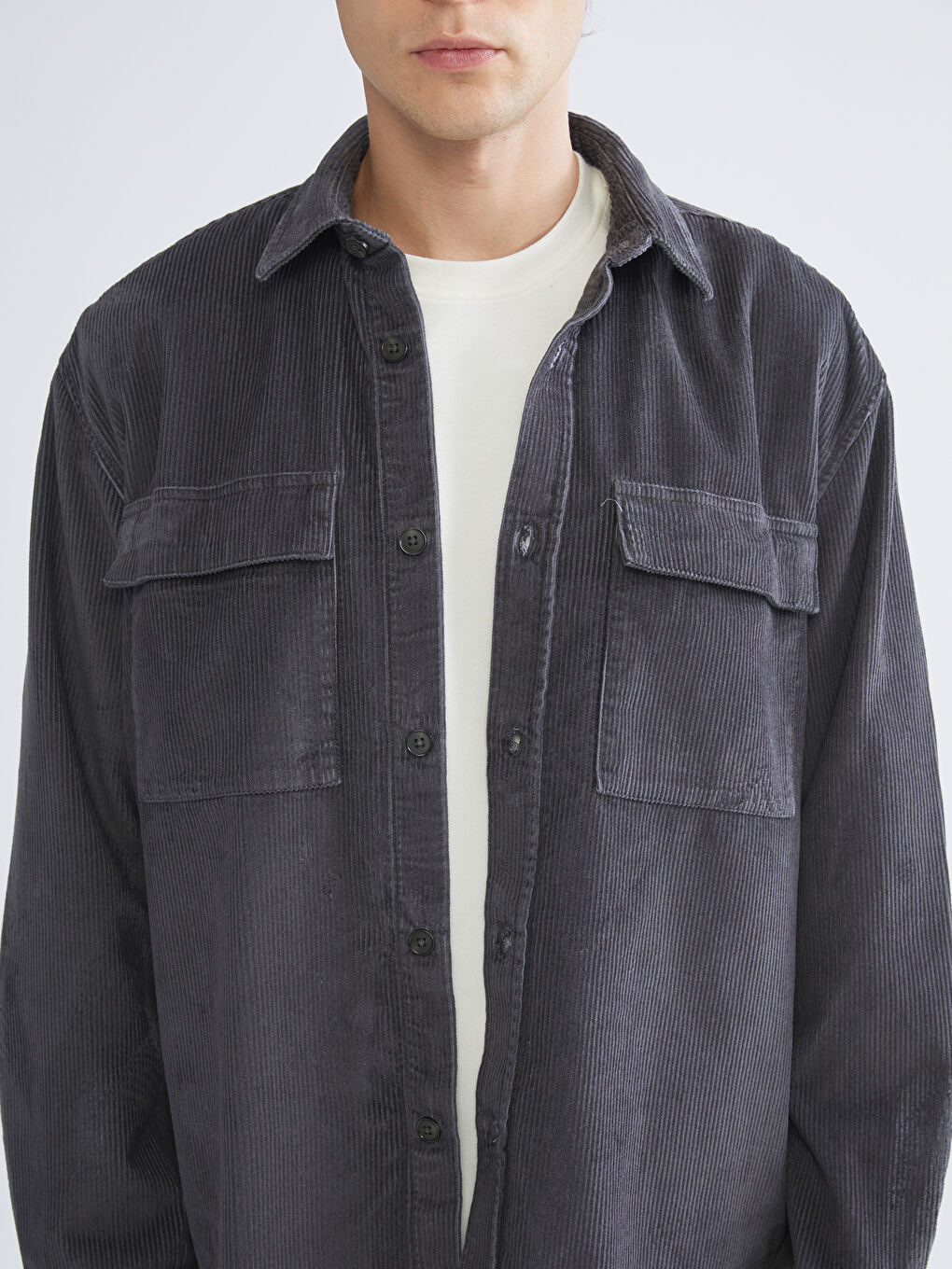 Comfortable Fit Long Sleeve Velvet Men's Shirt Jacket-1