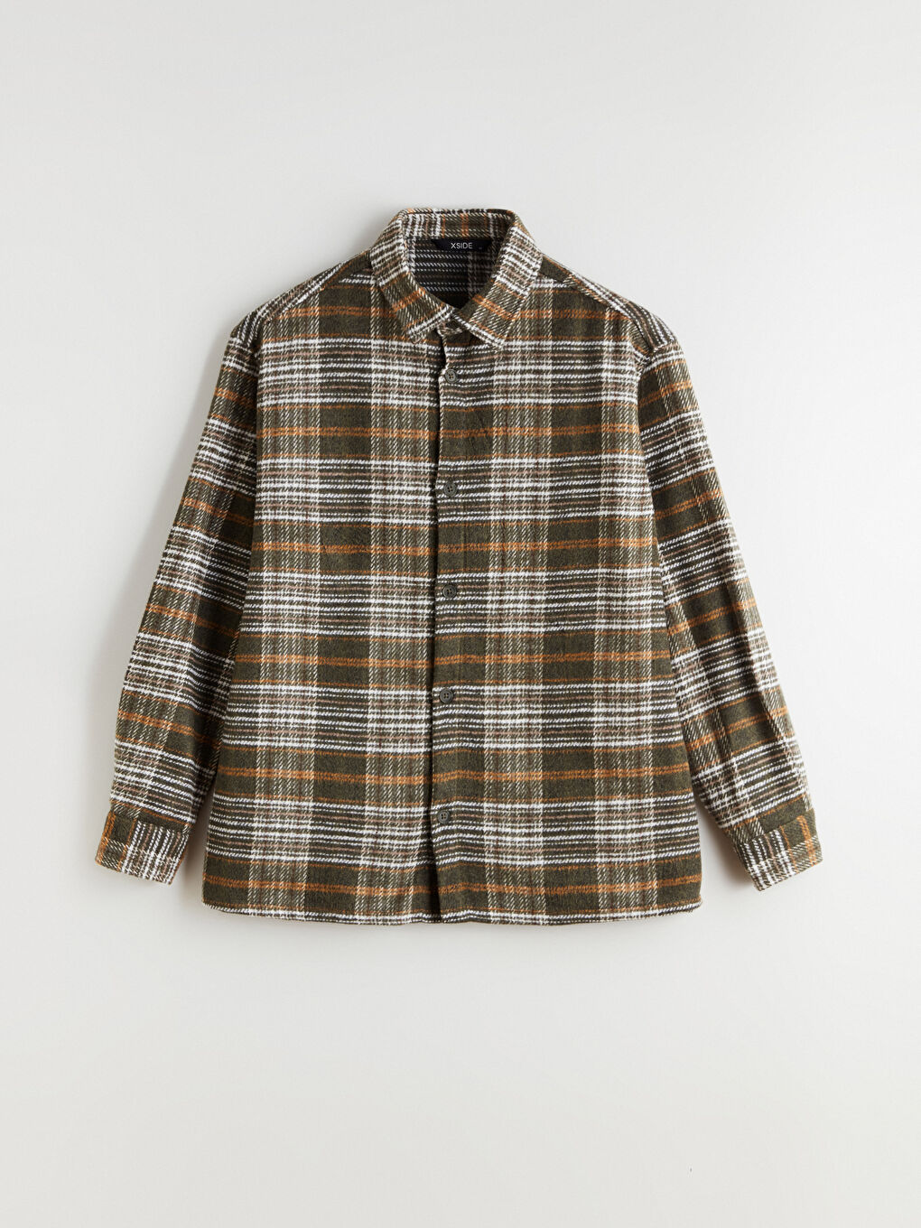 Haki Rahat Kalıp Uzun Kollu Ekose Erkek Oduncu Gömlek Ceket-4