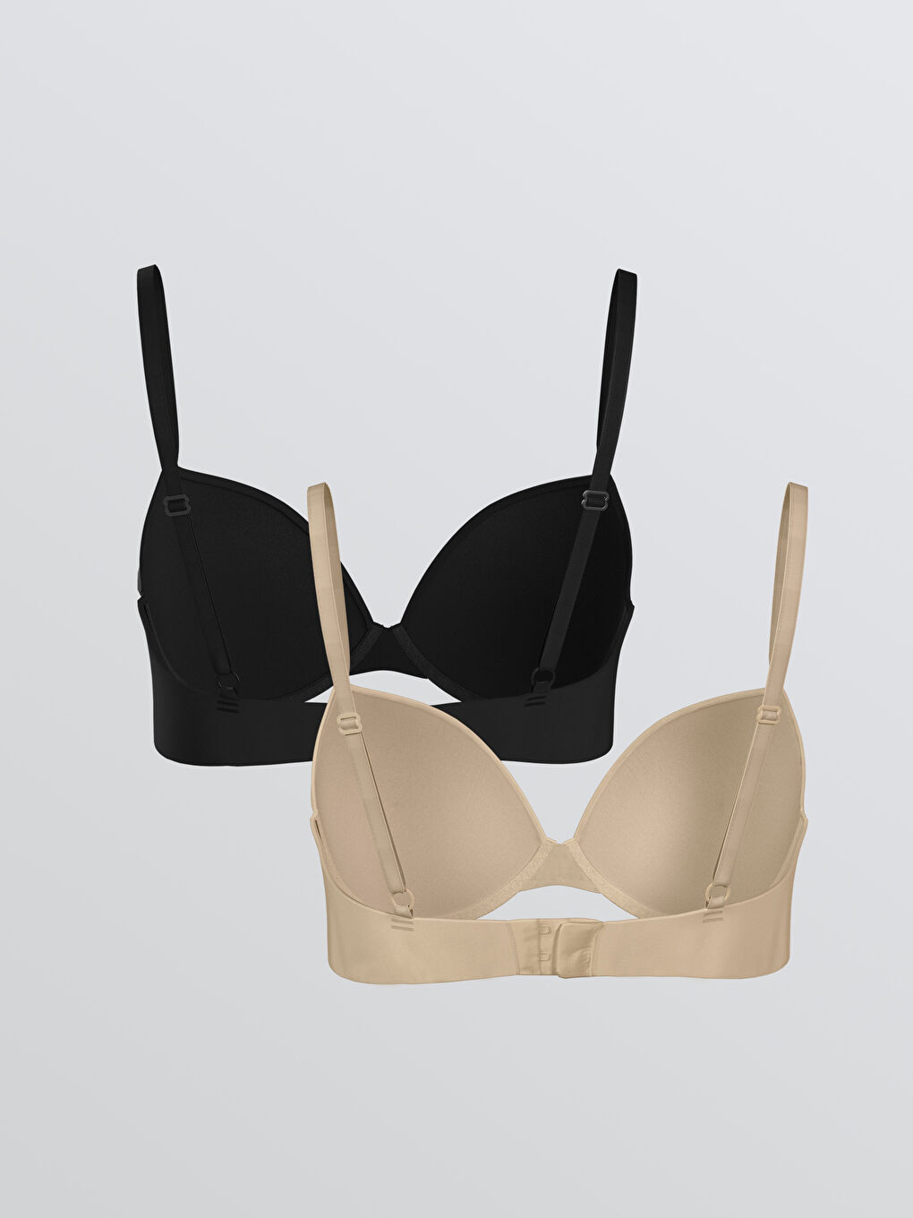 Siyah Balenli Dolgusuz Tişört Sütyen 2'li-2