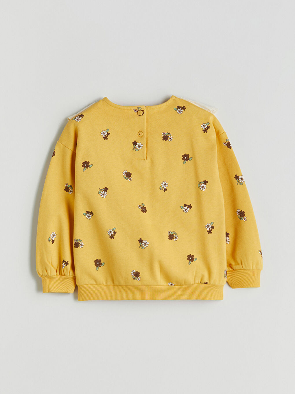 Sarı Bebe Yaka Çiçek Baskılı Kız Çocuk Sweatshirt-4