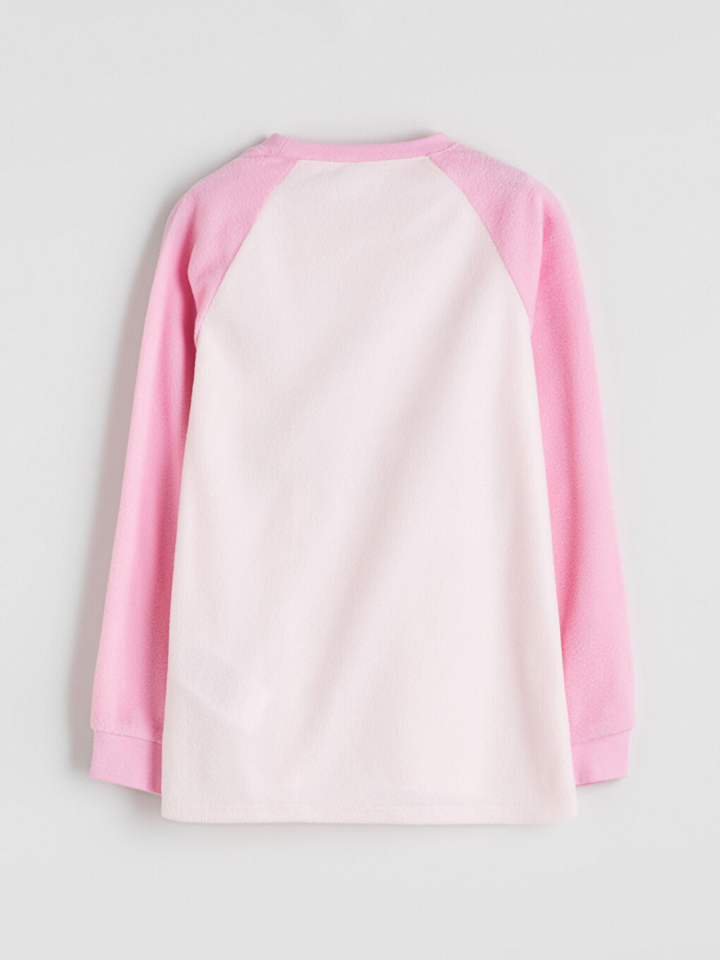 Pembe Bisiklet Yaka Nakışlı Kız Çocuk Polar Pijama Üst-1