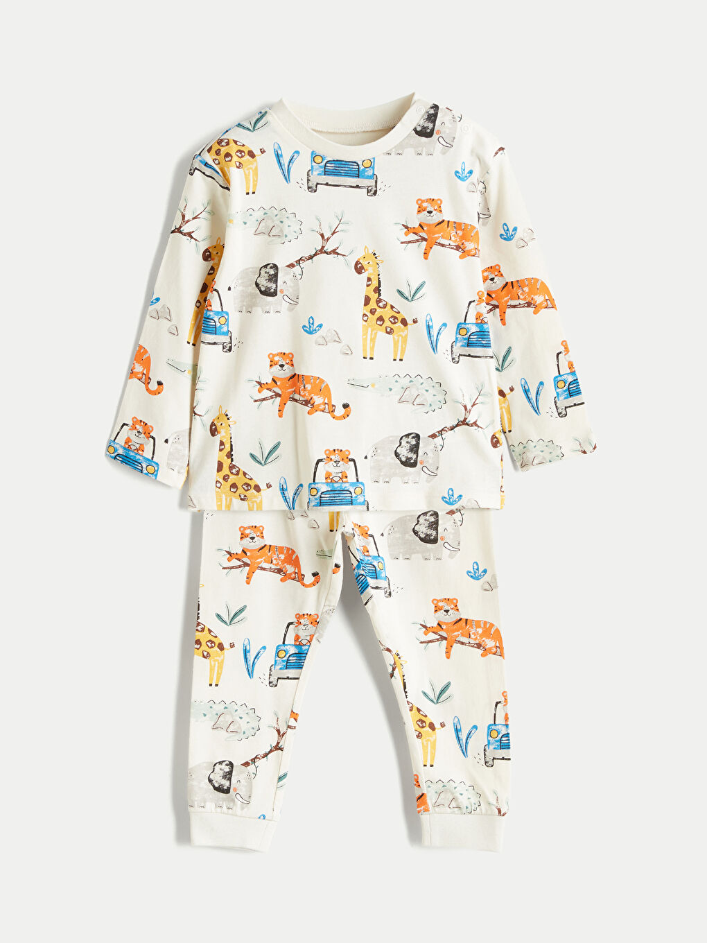 LCW baby سێتی بیجامەی چاپکراوی یه‌خه‌ خڕ بۆ منداڵی کوڕ -W59944Z1-LRA
