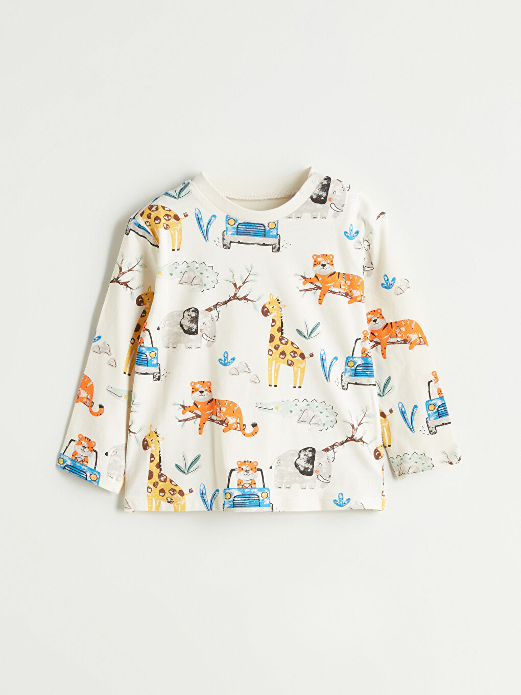 LCW baby سێتی بیجامەی چاپکراوی یه‌خه‌ خڕ بۆ منداڵی کوڕ -W59944Z1-LRA