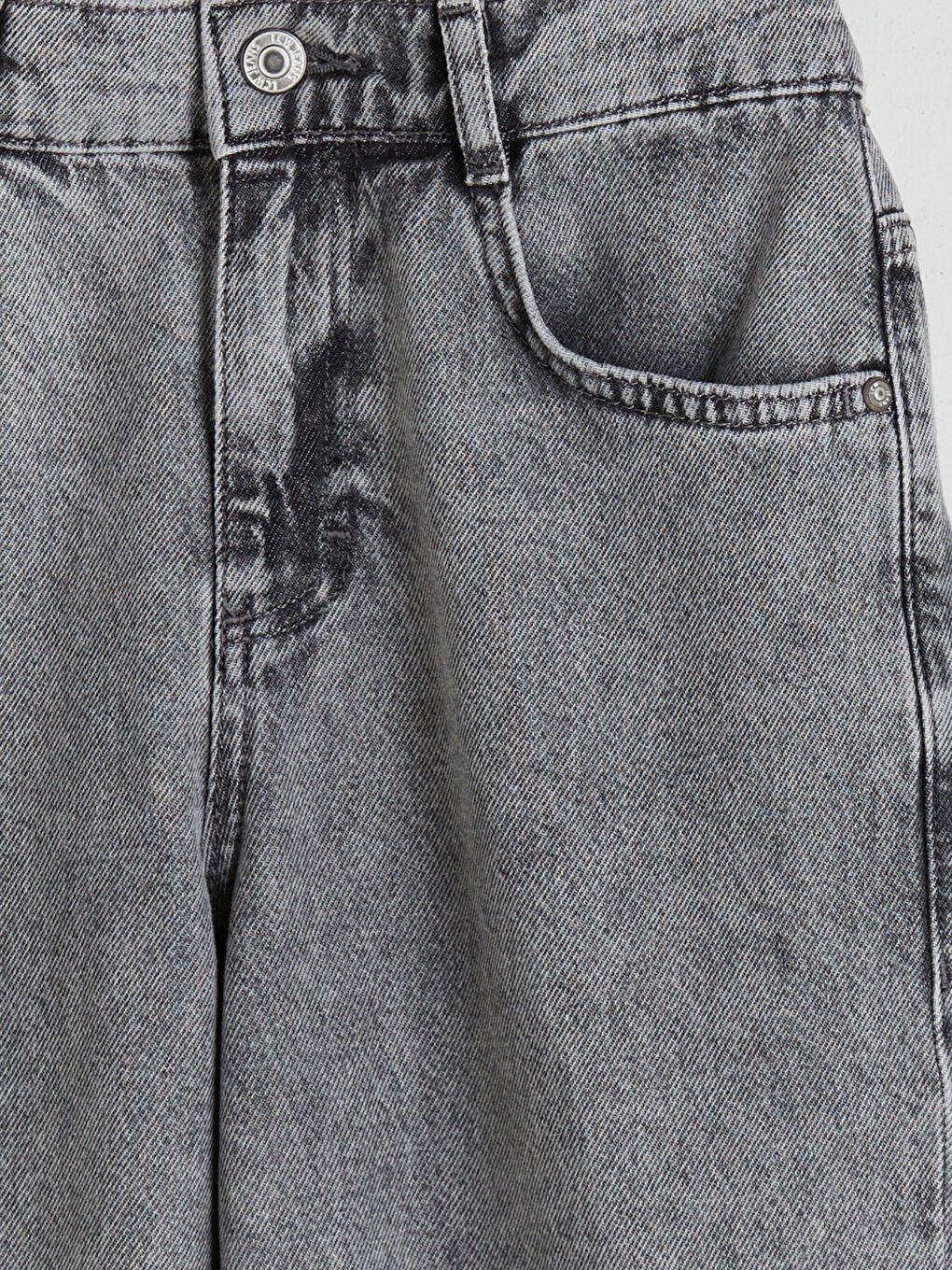 Gri Loose Fit Erkek Çocuk Jean Pantolon-3
