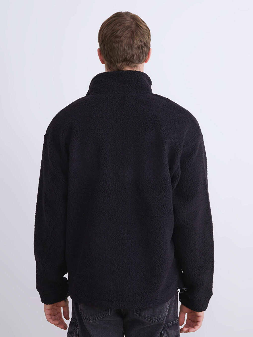 Funnel Neck Long Sleeve Plush Men's Sweatshirt-4