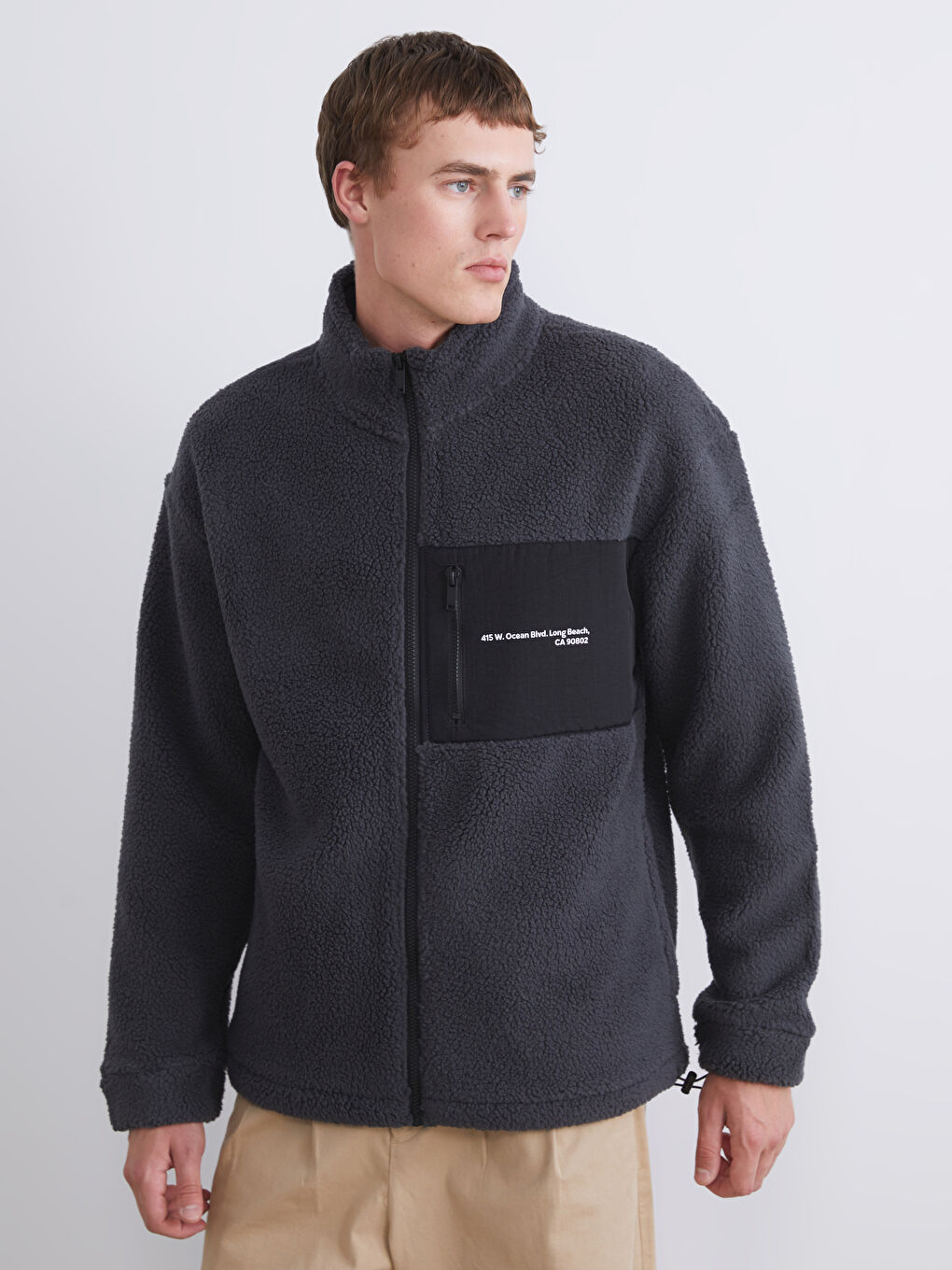 Funnel Neck Long Sleeve Plush Men's Sweatshirt