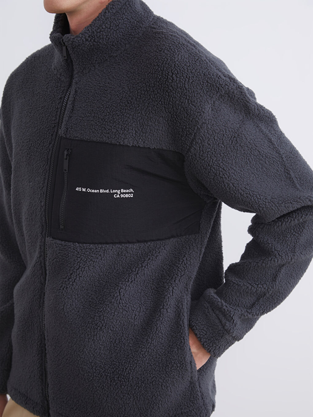 Funnel Neck Long Sleeve Plush Men's Sweatshirt-3