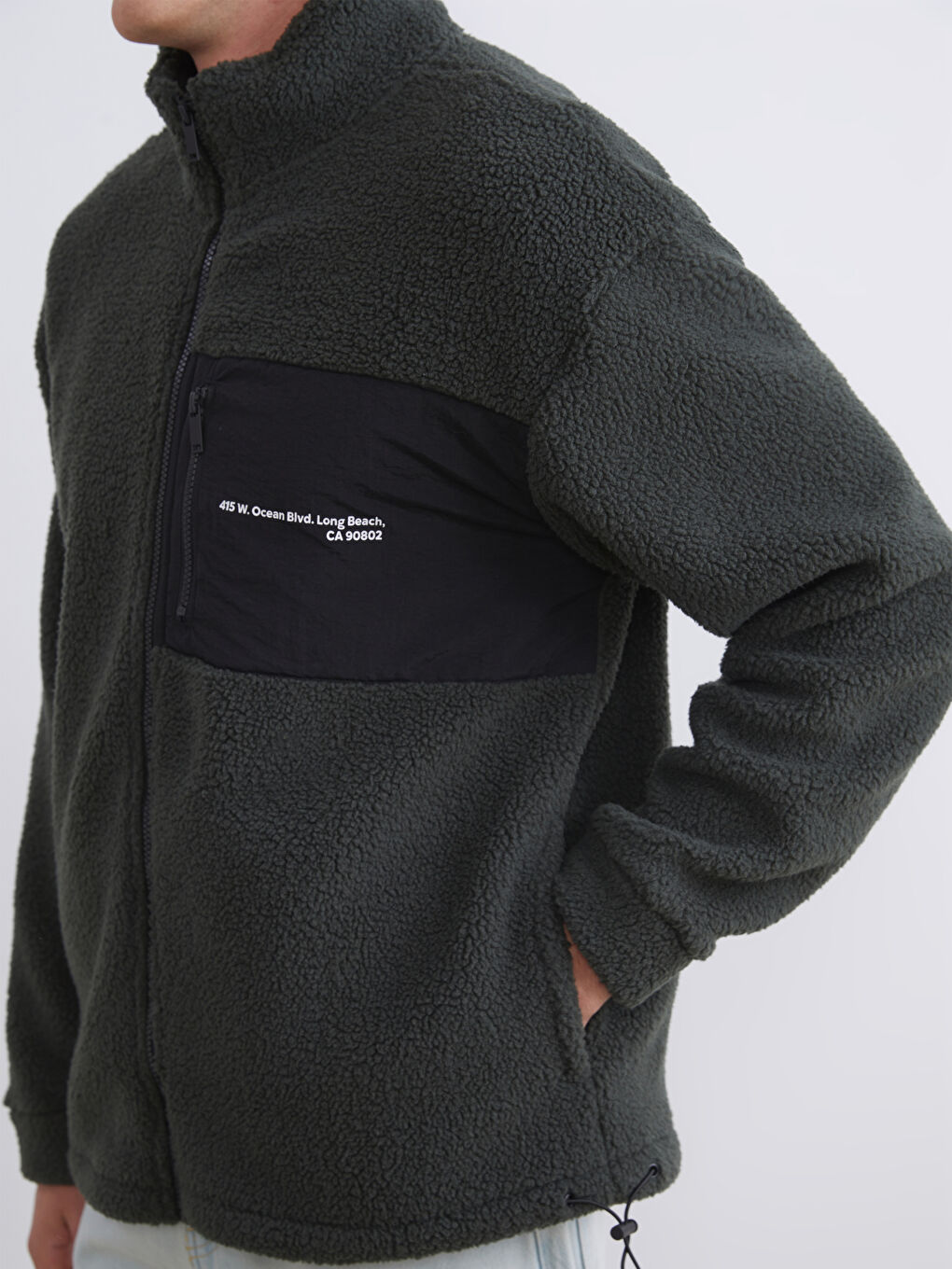 Funnel Neck Long Sleeve Plush Men's Sweatshirt-2