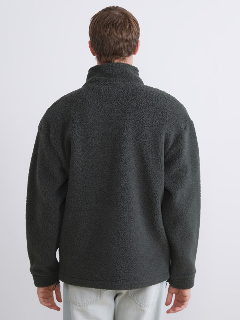 Funnel Neck Long Sleeve Plush Men's Sweatshirt-4