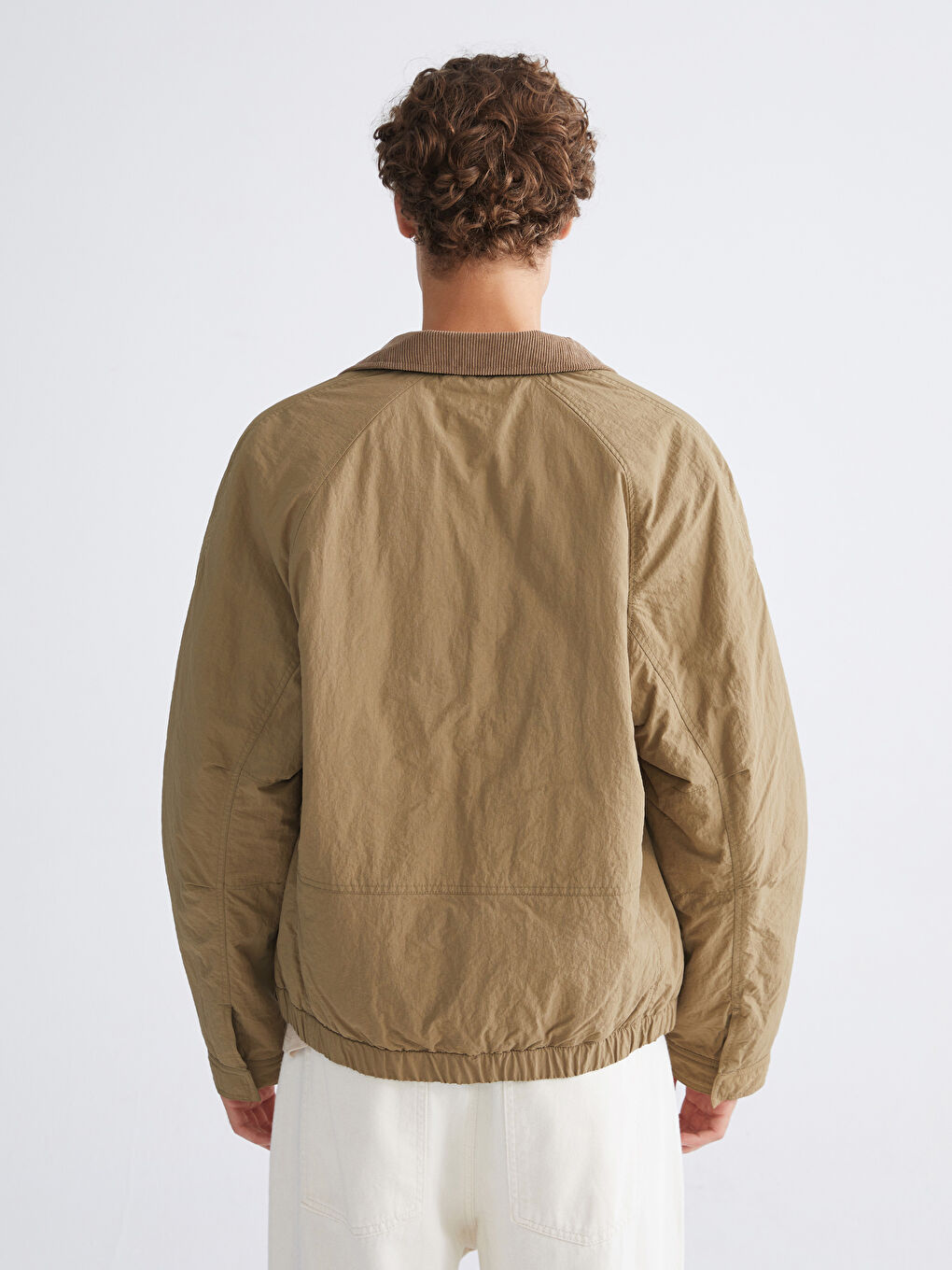 Kahverengi Rahat Kalıp Kadife Yaka Erkek Mont-4