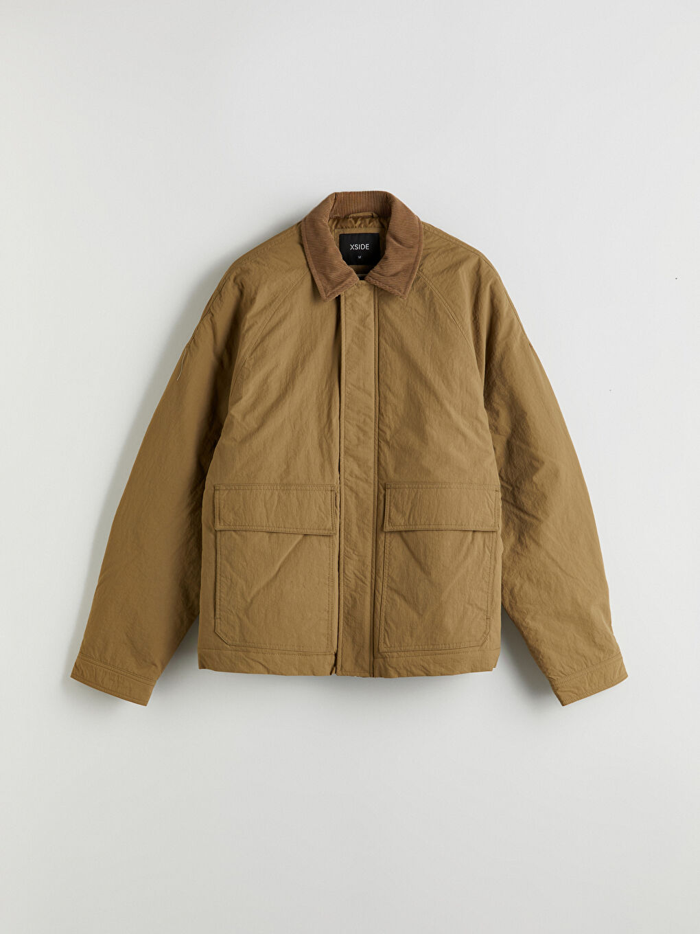 Kahverengi Rahat Kalıp Kadife Yaka Erkek Mont-5