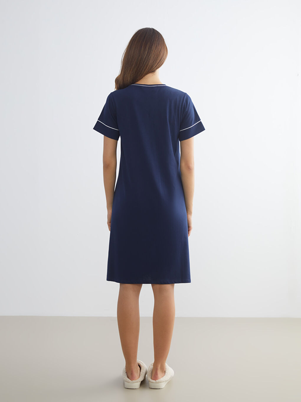LCW DREAM Crew Neck Printed Maternity Nightdress -W59985Z8-HRC