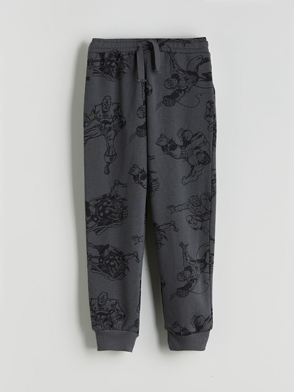 Gri Beli Lastikli Spider-Man Baskılı Erkek Çocuk Jogger Eşofman Altı