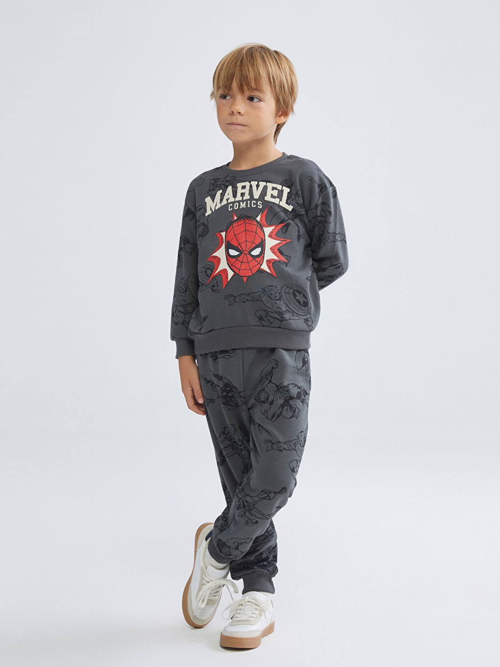 Gri Spider-Man Baskılı Erkek Çocuk Eşofman Takım