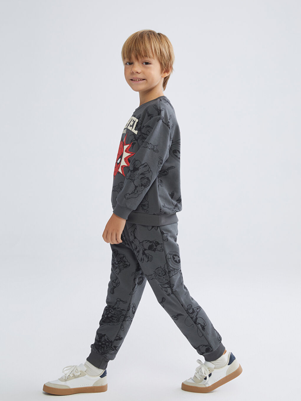 Gri Spider-Man Baskılı Erkek Çocuk Eşofman Takım-1