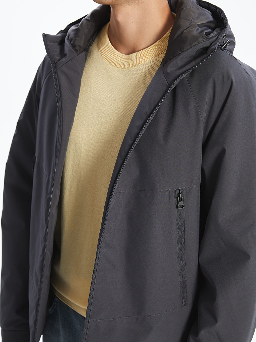 ерлерге арналған стандартты пішім капюшонды пальто-2