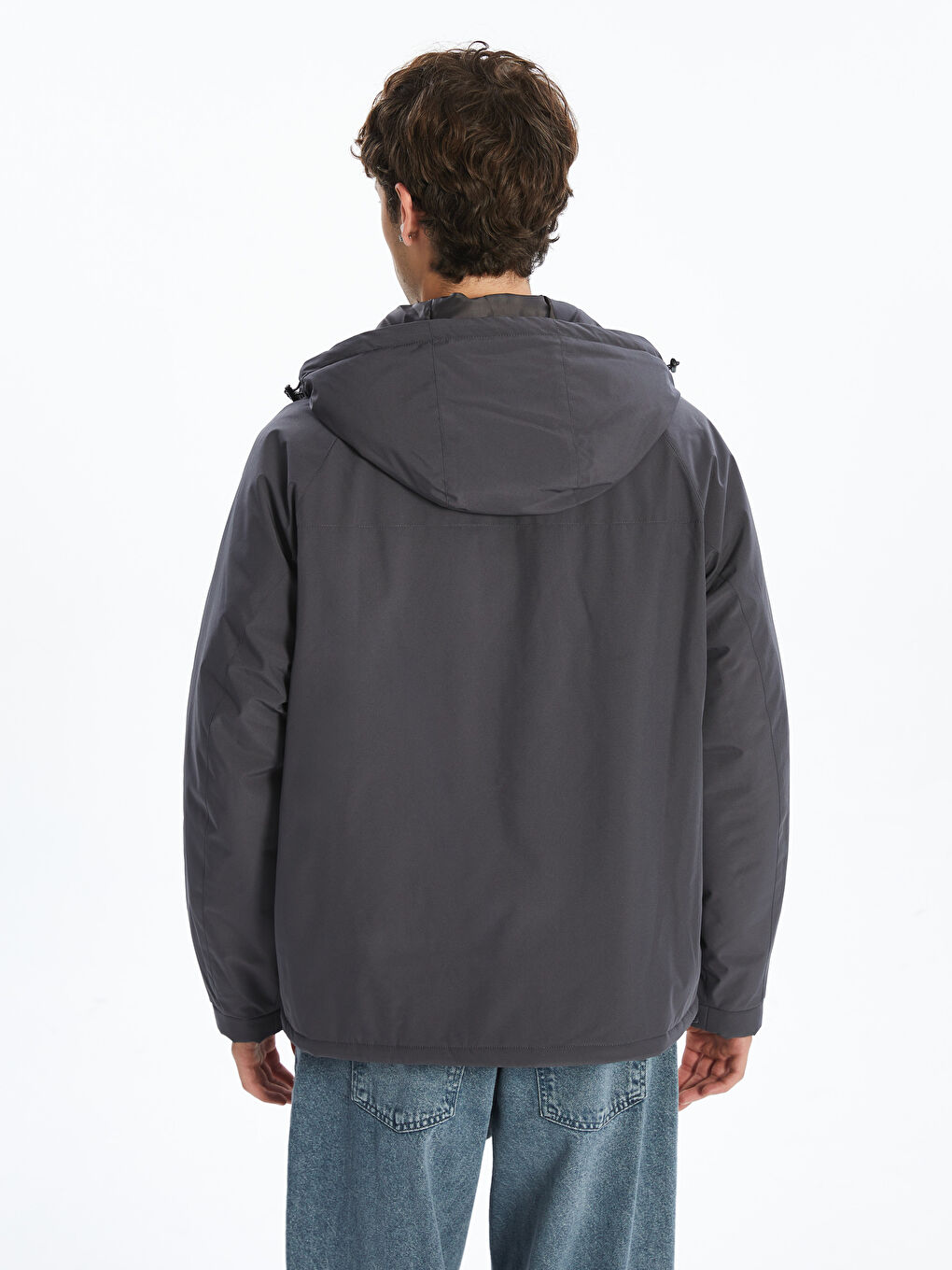 ерлерге арналған стандартты пішім капюшонды пальто-4