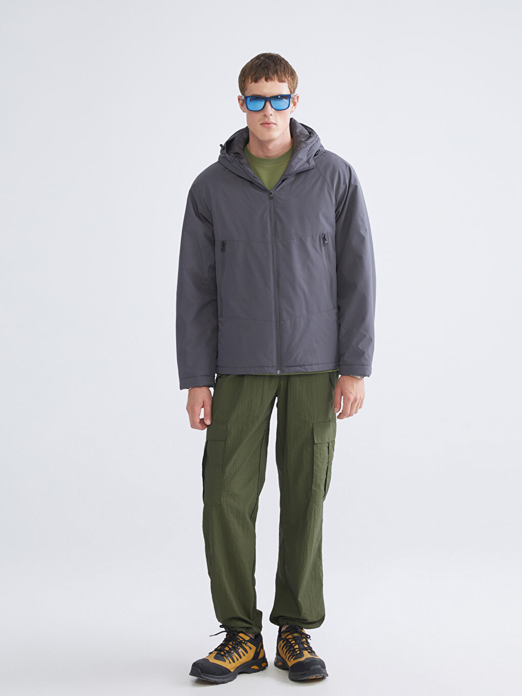 Пальто для чоловіків стандартної посадки з капюшоном-1