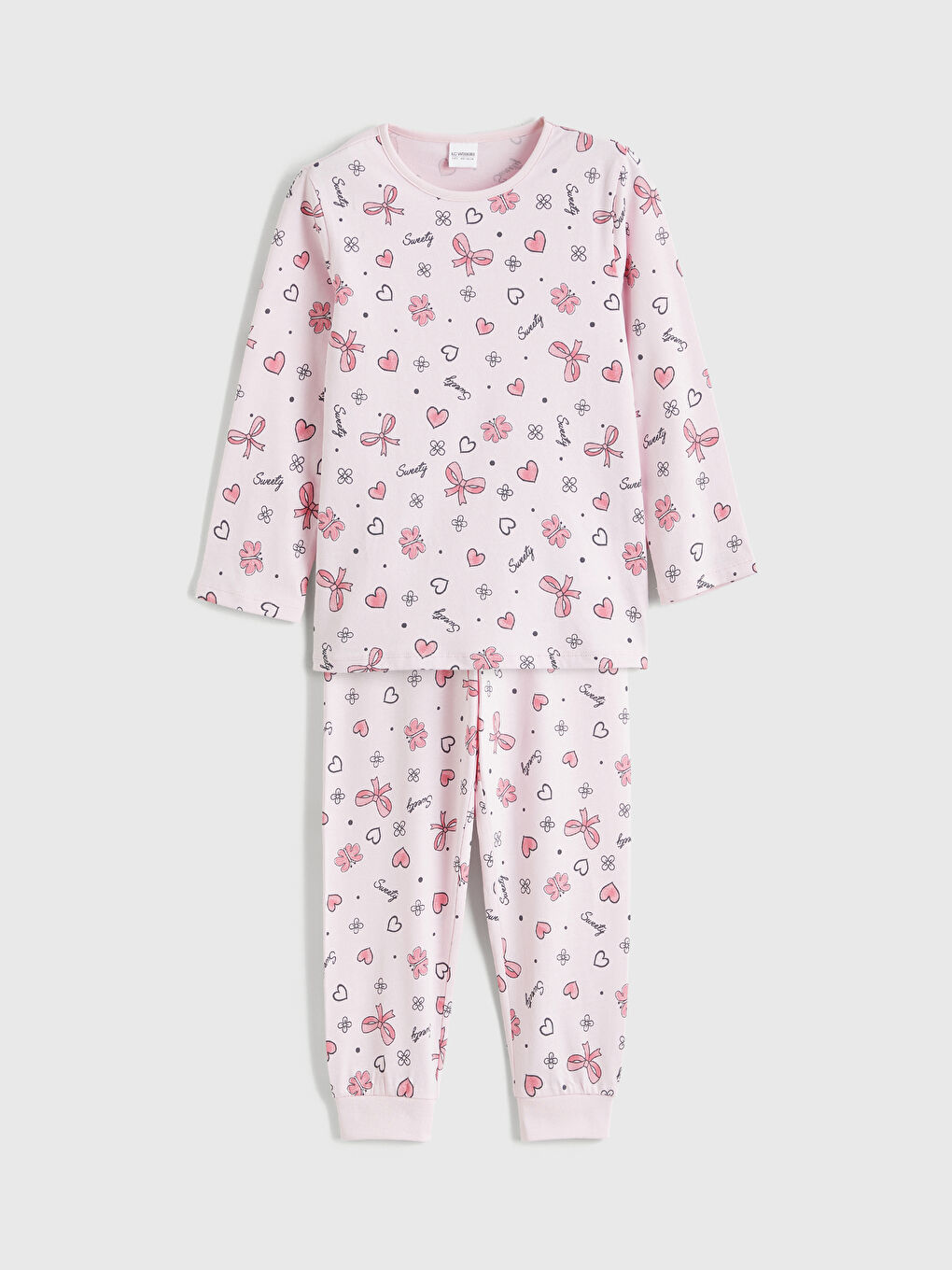 سێتی بیجامەی چاپکراوی بۆ کچان یەخە خڕ