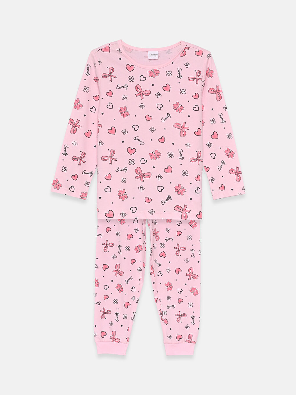 Піжамний комплект для дівчаток з круглим вирізом горловини та принтом