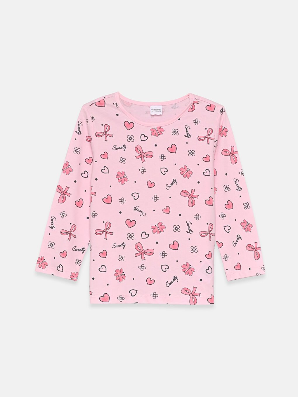 Піжамний комплект для дівчаток з круглим вирізом горловини та принтом-1