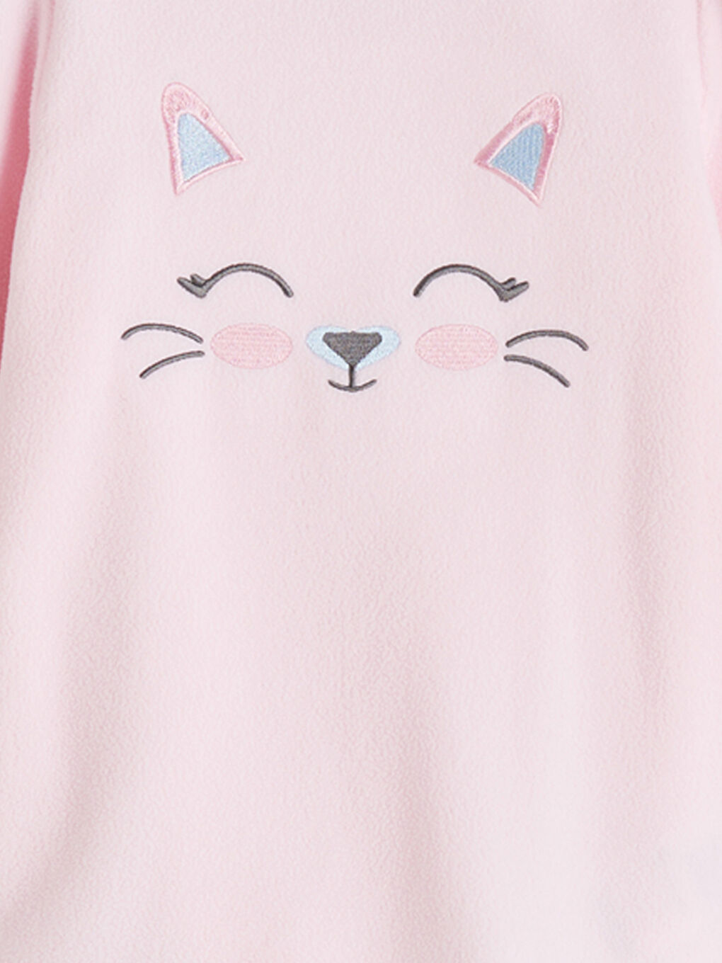 Pembe Kedi İşlemeli Kız Çocuk Pijama Üst-2