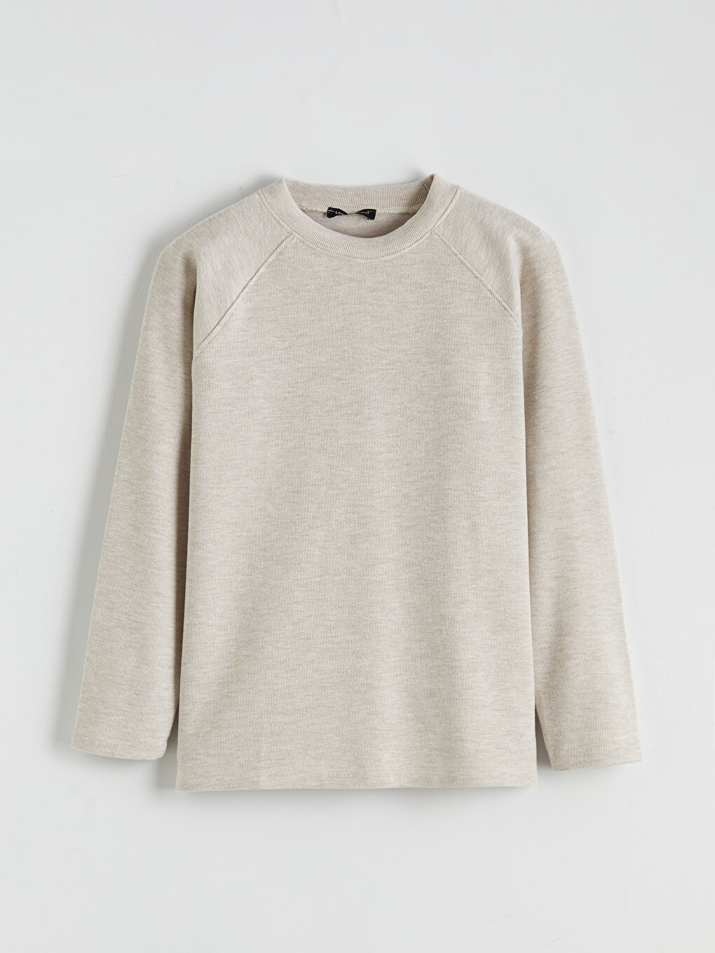 Bej Bisiklet Yaka Kadın Sweatshirt-5