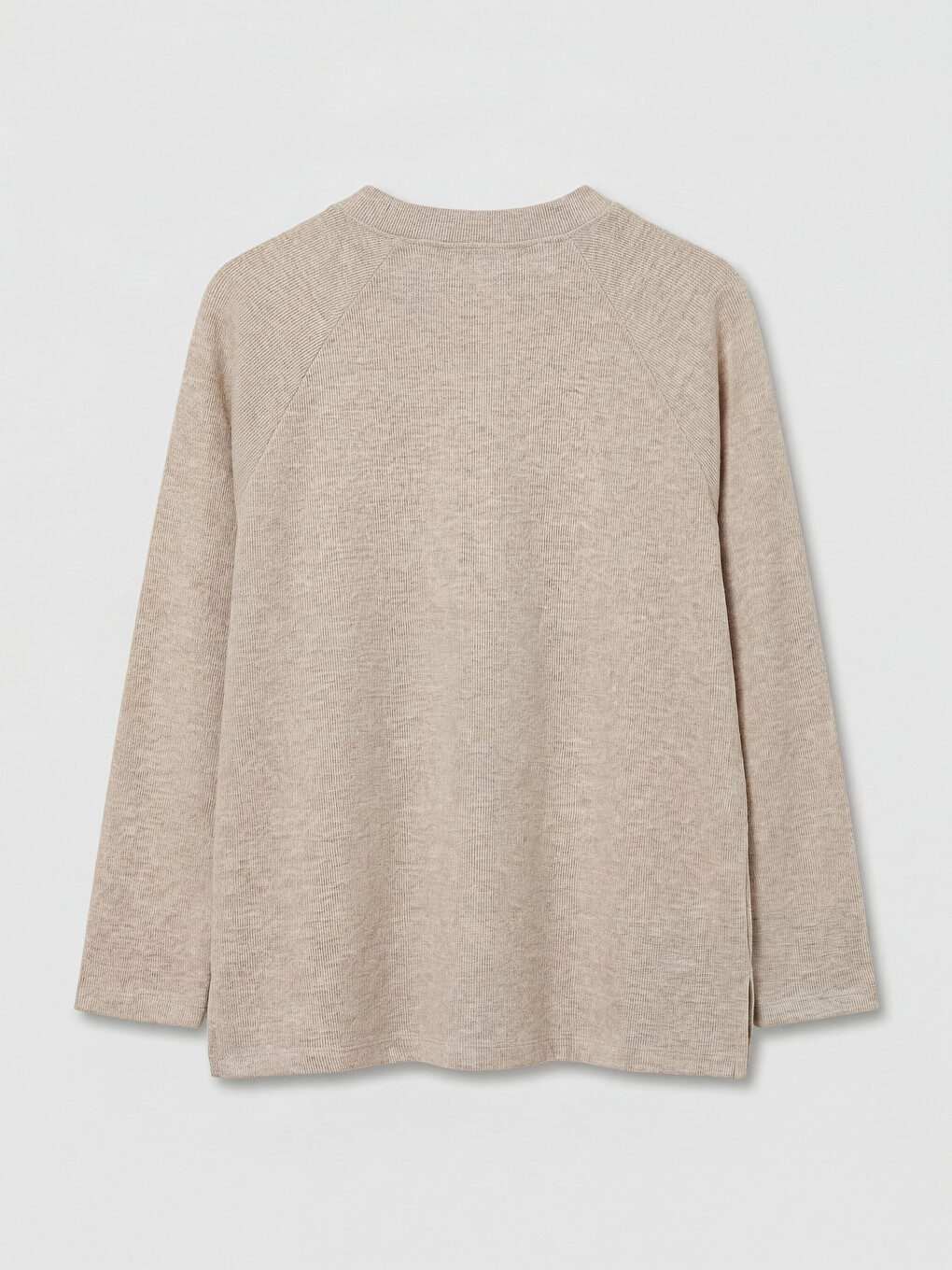 Bej Bisiklet Yaka Kadın Sweatshirt-6