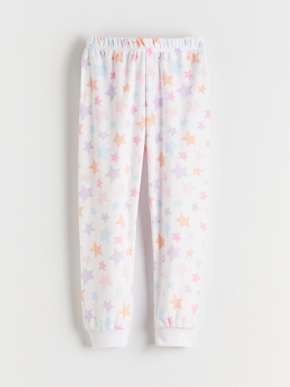 Beyaz Yıldız Desenli Kız Çocuk Jogger Pijama Altı
