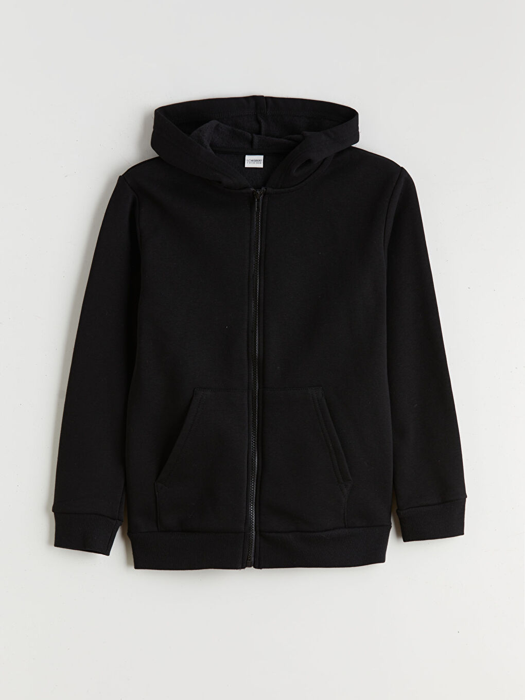 Siyah Kapüşonlu Erkek Çocuk Kalın Fermuarlı Sweatshirt