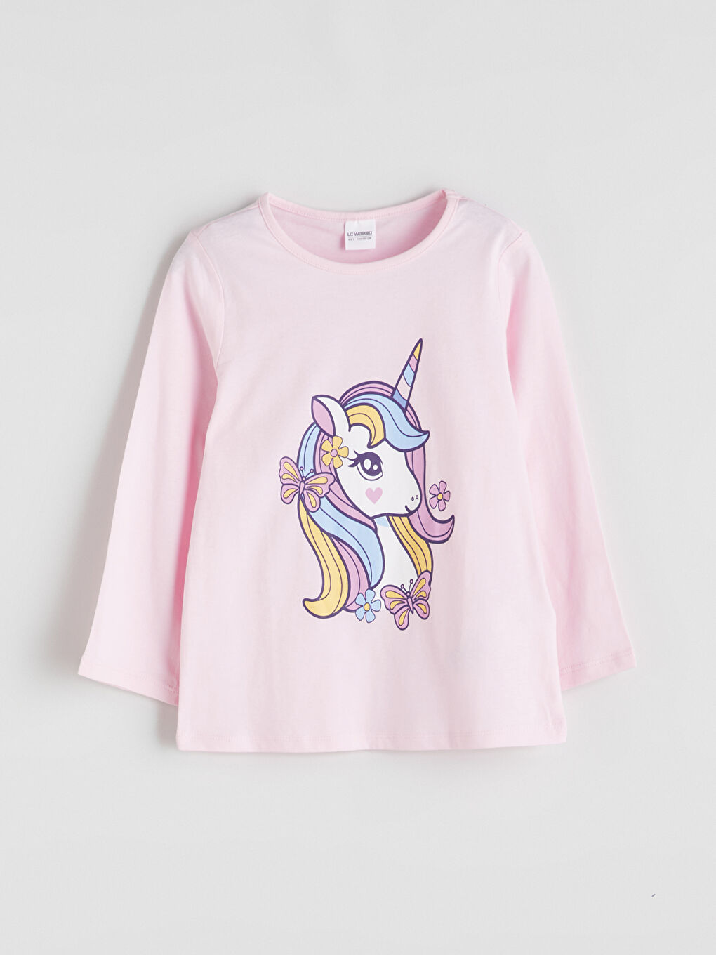 Pembe Bisiklet Yaka Baskılı Kız Çocuk Pijama Üstü