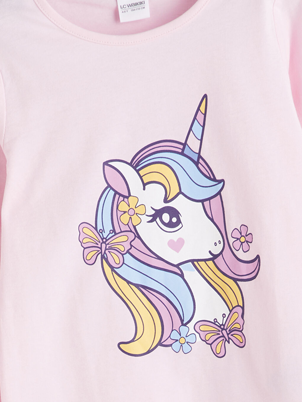 Pembe Bisiklet Yaka Baskılı Kız Çocuk Pijama Üstü-2